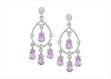 Rhodium Plated CZ Studded Gemstone Long Dangle Earring