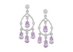 Rhodium Plated CZ Studded Gemstone Long Dangle Earring