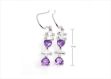 Rhodium Plated Heart Shape Gemstone Dangle Earring