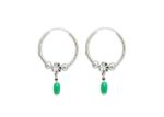 Rhodium Plated Gemstone Hoop Dangle Earring