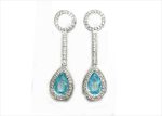 Rhodium Plated CZ Studded Gemstone Drop Earring