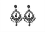 Black Gold Plated CZ Studded Gemstone Dangle Earring