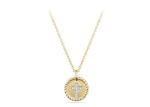 Gold Plated CZ Studded Twisted Round Cross Pendant