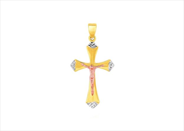 Three Tone Plated Cross Pendant