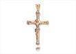 Three Tone Plated CZ Studded Crucifix Cross Pendant