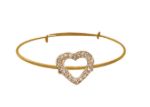Gold Plated CZ Studded Womens Heart Bracelet