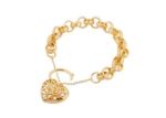 Gold Plated Womens Heart Charm Chain Bracelet