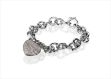 Rhodium Plated CZ Studded Toggle Heart Charm Bracelet