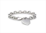Silver Plated Womens Heart Charm Bracelet