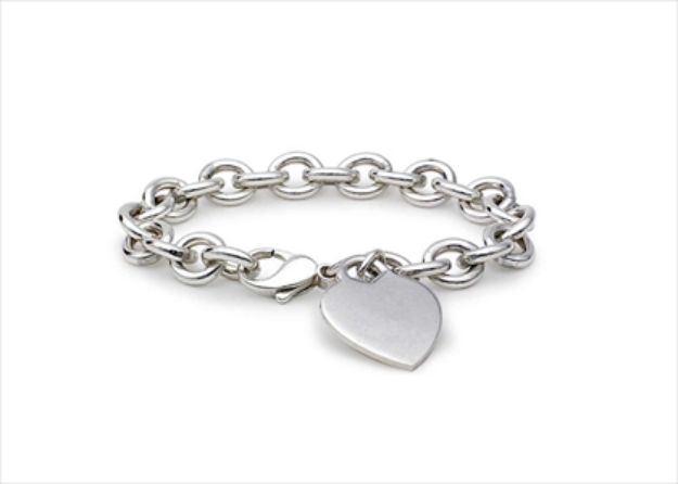 Silver Plated Womens Heart Charm Bracelet