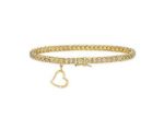 Gold Plated Womens Heart Charm Tennis Bracelet