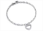 Silver Plated CZ Studded Heart Charm Bracelet