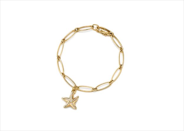 Gold Plated CZ Studded Star Charm Bracelet
