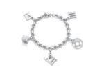 Silver Plated Roman Numerals Chain Charm Bracelet