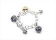Two Tone Plated Womens Toggle Heart Charm Bracelet