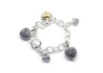 Two Tone Plated Womens Toggle Heart Charm Bracelet