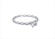 Silver Plated CZ Studded Lock and Key Charm Bracelet