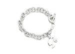 Silver Plated Womens Toggle Charm Bracelet