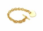 Gold Plated Toggle Heart Charm Bracelet