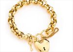 Gold Plated Heart Lock and key Charm Bracelet