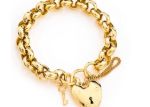 Gold Plated Heart Lock and key Charm Bracelet