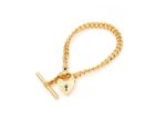 Gold Plated Toggle Heart Charm Bracelet