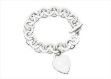 Silver Plated Mens Toggle Heart Charm Bracelet