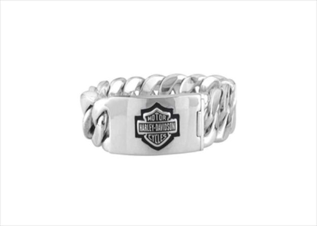 Rhodium Plated Mens Harley Davidson ID Bracelet
