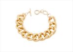Gold Plated Curb Toggle Mens Bracelet