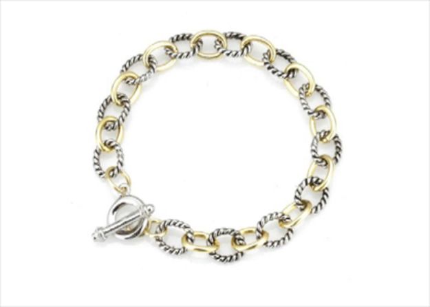 Two Tone Plated Mens Toggle Bracelet