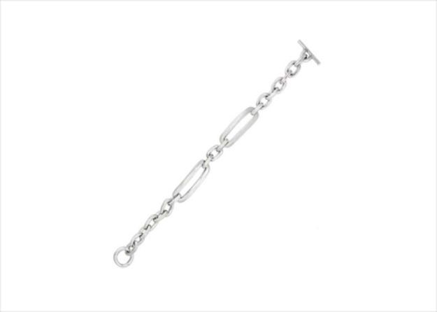 Silver Plated Mens Toggle Chain Bracelet