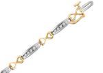 Two Tone Plated CZ Studded Tennis Bracelet