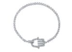 Silver Plated CZ Studded Hamsa Bracelet