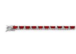 Rhodium Plated CZ Studded Ruby Tennis Bracelet