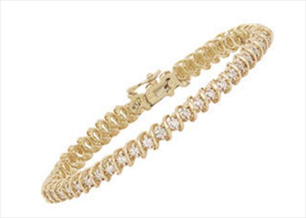 Gold Plated Womens CZ Studded Tennis Bracelet