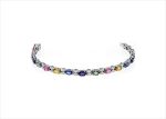 White Gold Plated Multicolored stone Tennis Bracelet