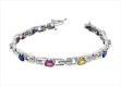 Rhodium Plated Multicolored Stone Tennis Bracelet