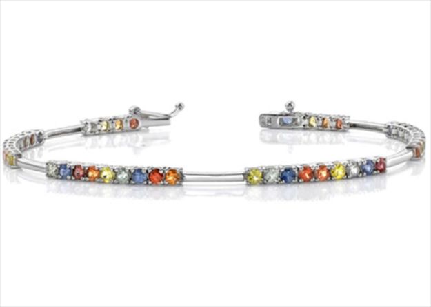 Silver Plated Multicolored stone Tennis Bracelet