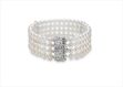 Silver Plated CZ Studded Womens Bridal Pearl Bracelet