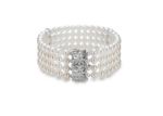 Silver Plated CZ Studded Womens Bridal Pearl Bracelet