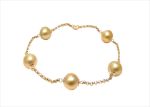 Gold Plated Womens Pearl Chain Bracelet