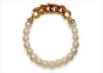 Gold Plated CZ Studded Womens Pearl Bracelet
