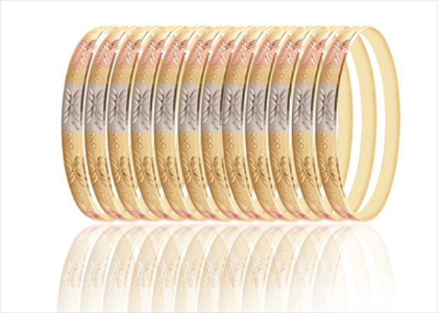 Three Tone Plated | High Polish Half Round Bangles