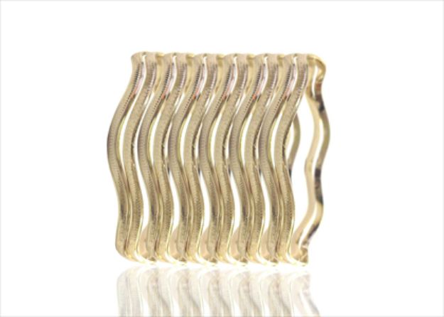 3 mm Zig Zag Half Round Bangles with Sugar Texture