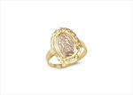 Two Tone Plated Filigree Virgin Mary Ring