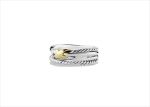 Rhodium Plated Stack Ring with Twisted Wire