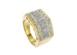 Gold Plated Mens Rectangle Hip Hop Ring