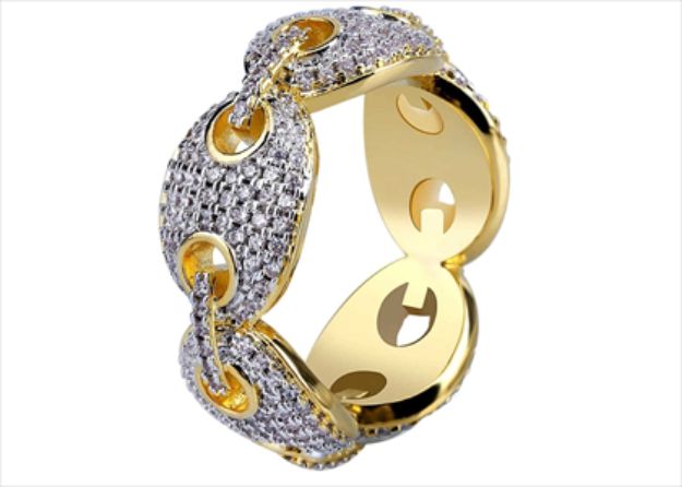 Gold Plated Micro Pave Chain Link Ring