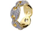 Gold Plated Micro Pave Chain Link Ring