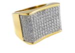 Men's Gold Plated CZ Rectangle Hip Hop Ring